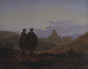 Carl Gustav Carus, “Ricordi di Roma. Raffaello e Michelangelo che guardano San Pietro” (1839, Francoforte, Frankfurter Goethe Haus)