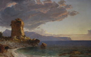 Thomas Cole, “Costa italiana con torre in rovina” (1838, Washington, National Gallery)