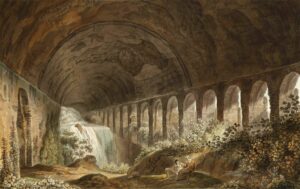 Abraham-Louis-Rodolphe Ducros (attribuito), “Cascata nelle volte sotto la Villa di Mecenate a Tivoli”(collezione privata)