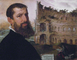 Marten van Heemskerck, “Autoritratto con il Colosseo” (1553, Cambridge, Fitzwilliam Museum)
