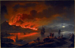 Michael Wutky, “L’eruzione del Vesuvio visto dal Golfo di Napoli” (1780, Vienna, Gemäldegalerie der Akademie der bildenden Künste)